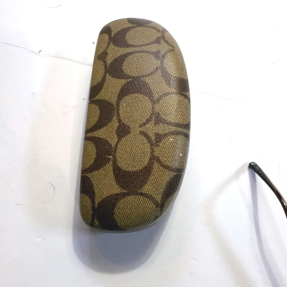 Coach Brown Signature Monogram Oval Eyeglass Frames with Hard Case